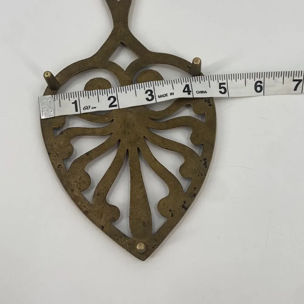 Vintage Wilton brass heart 3 foot trivet
